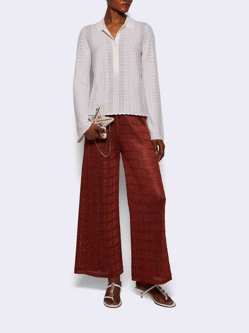 Tiha Polo Collar Thin Sweater Ivory - 5