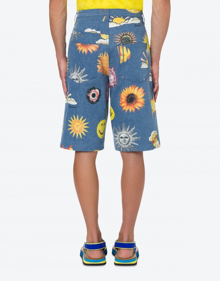 ALLOVER SUN SMILEY® PRINT DENIM BERMUDA SHORTS - 3