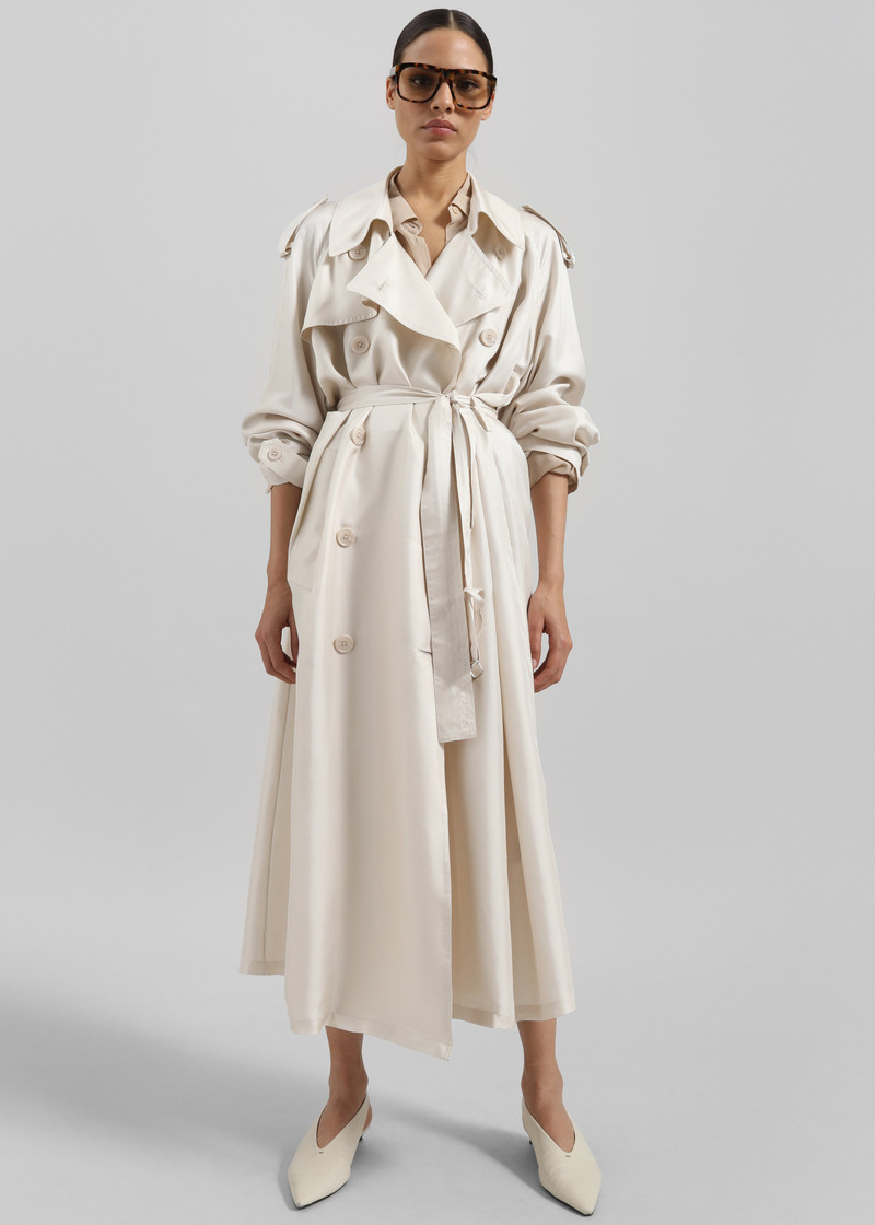 Veyron Silk Trench - Ivory 1