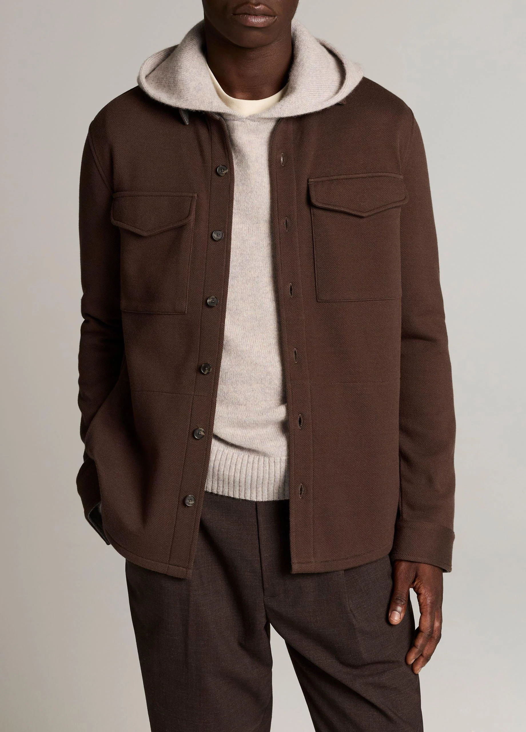 Double-Knit Cotton-Blend Piqué Shirt Jacket - 1
