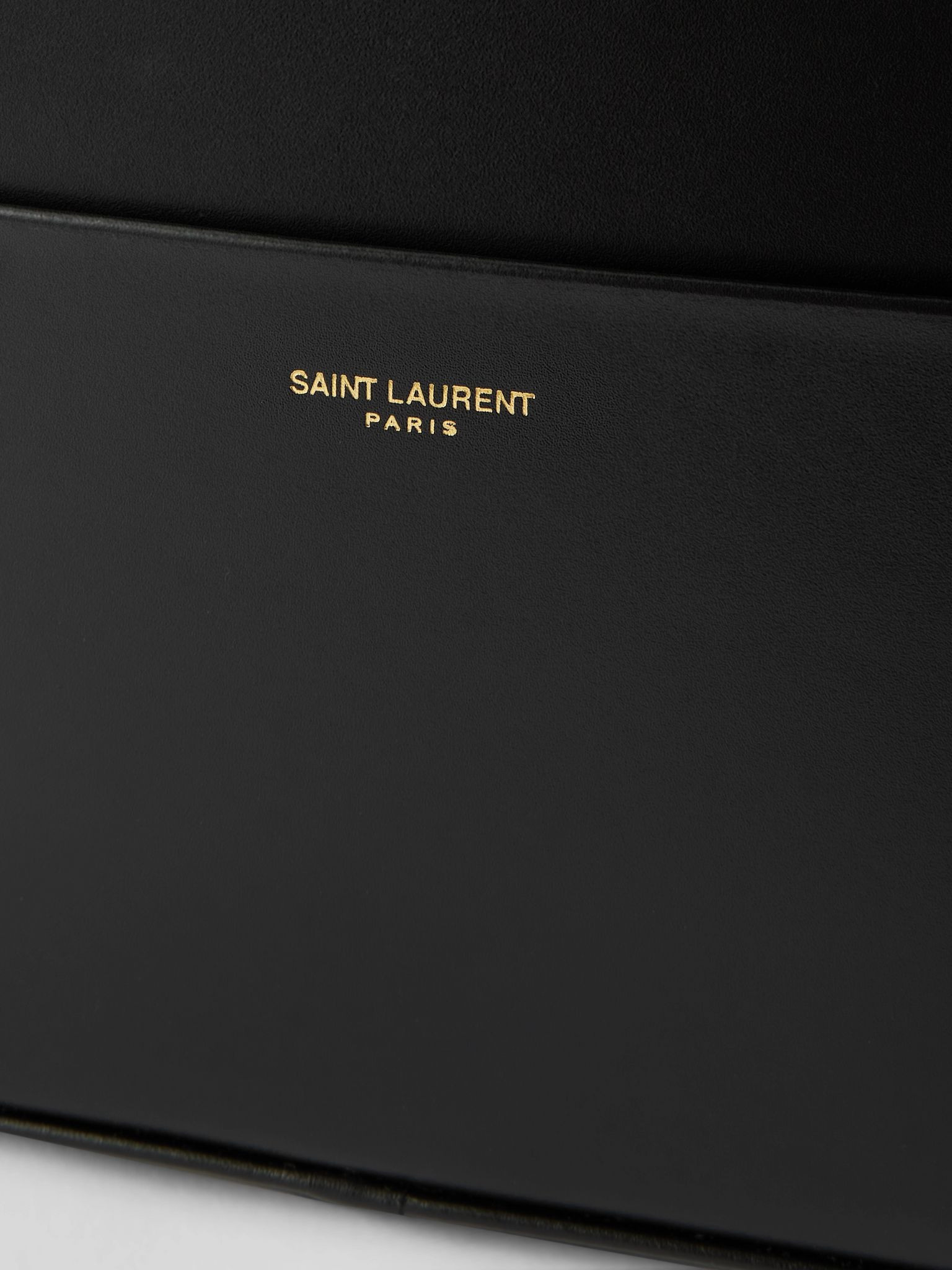 Logo-Print Leather Messenger Bag Black - 4