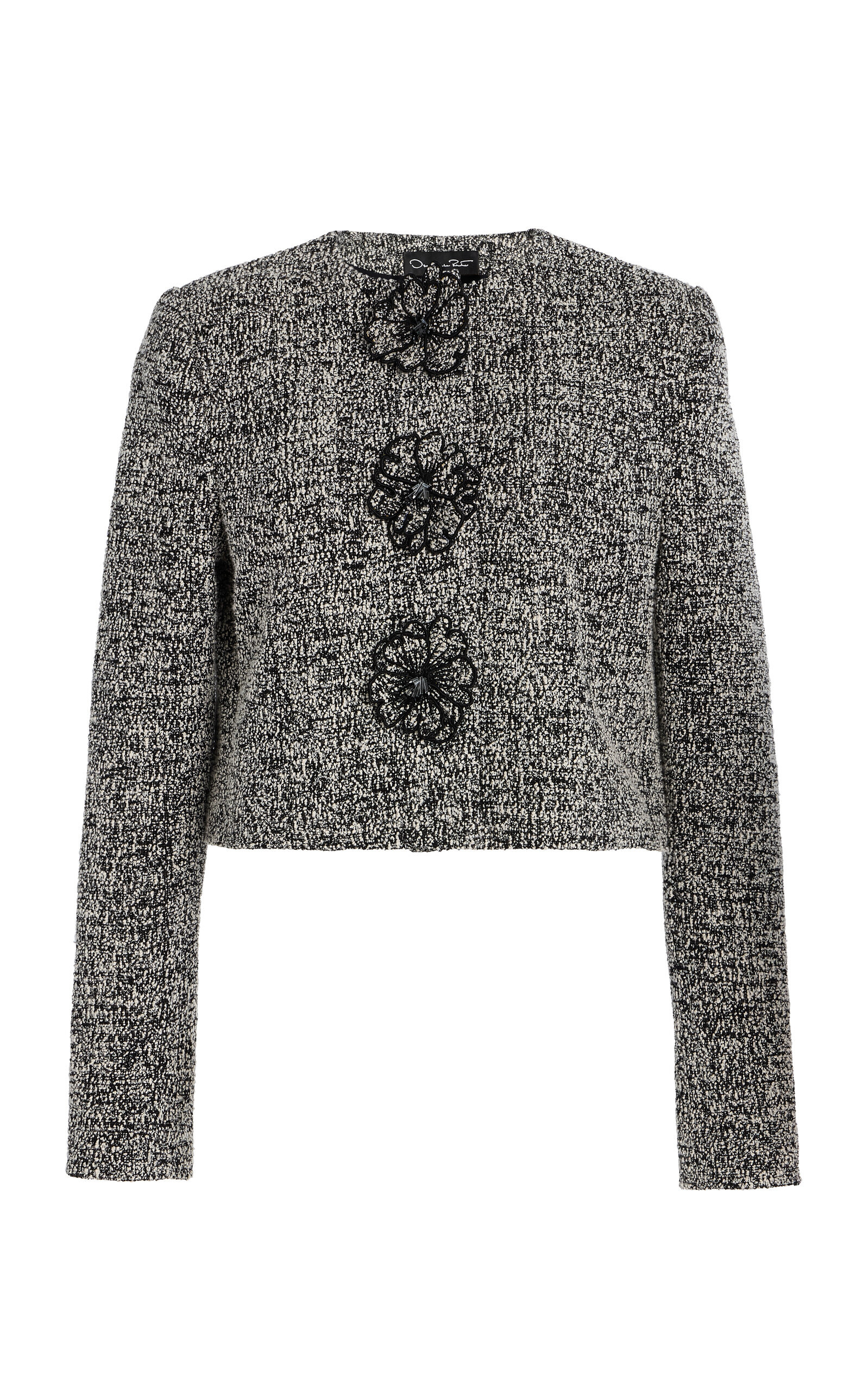 Bouclé Tweed Cropped Jacket black/white - 1