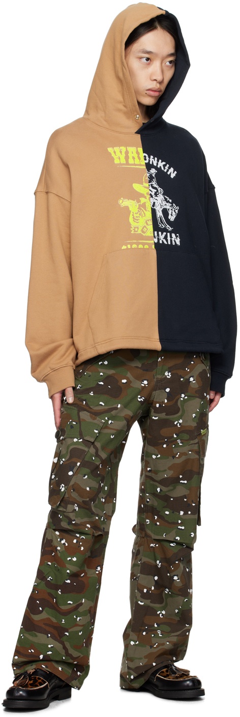パーカー・フーディ AFTER PRAY Opposition Half Panel Pullover Hoodie Beige AF24F AFTER PRAY Beige & Navy Opposition Half Panel Hoodie