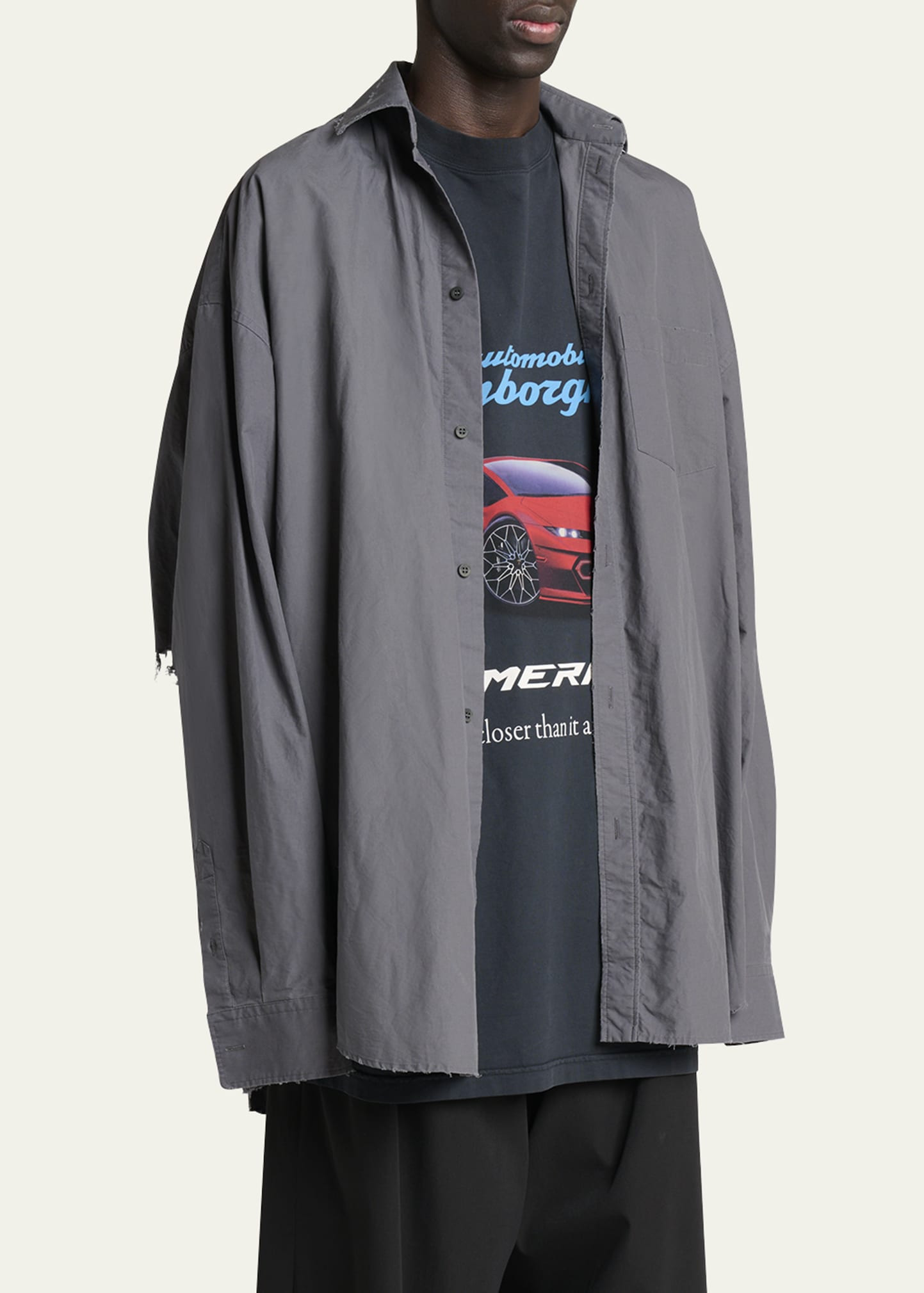 Men's Balenciaga x Automobili Lamborghini Poplin Layered T-Shirt - 4