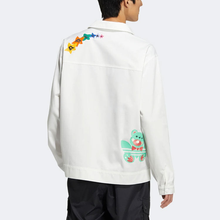 adidas originals SS22 Logo Cartoon Printing Sports Jacket Unisex White HP0116 - 4