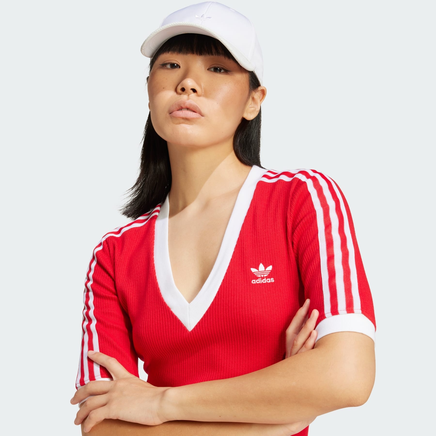 Adicolor 3-Stripes Knit V-Neck Dress - 5
