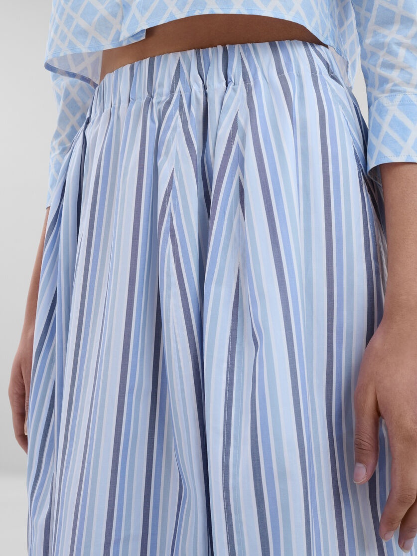 BLUE STRIPED ORGANIC POPLIN ELASTICATED MIDI SKIRT - 4