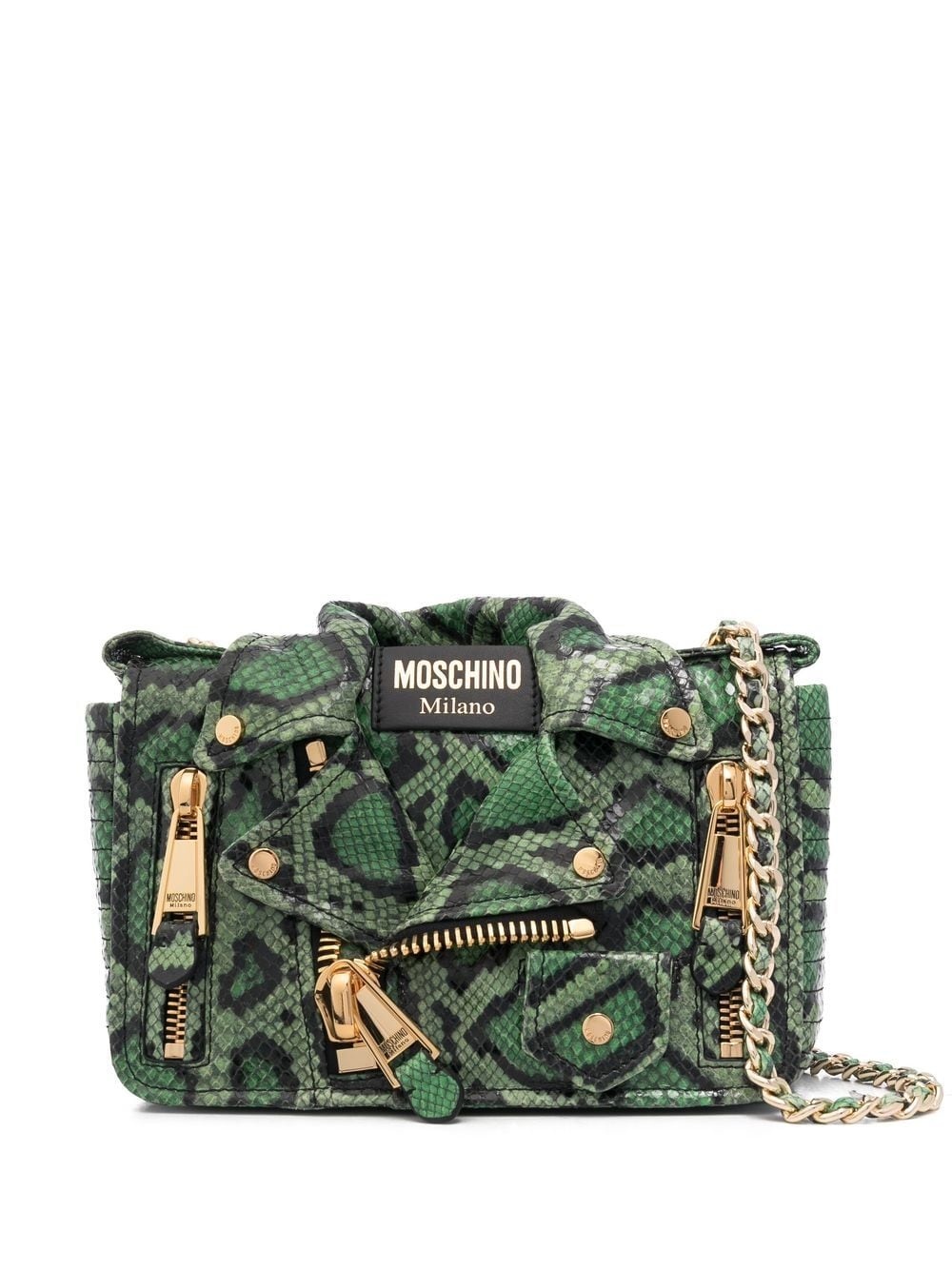 snakeskin-effect leather bag - 1