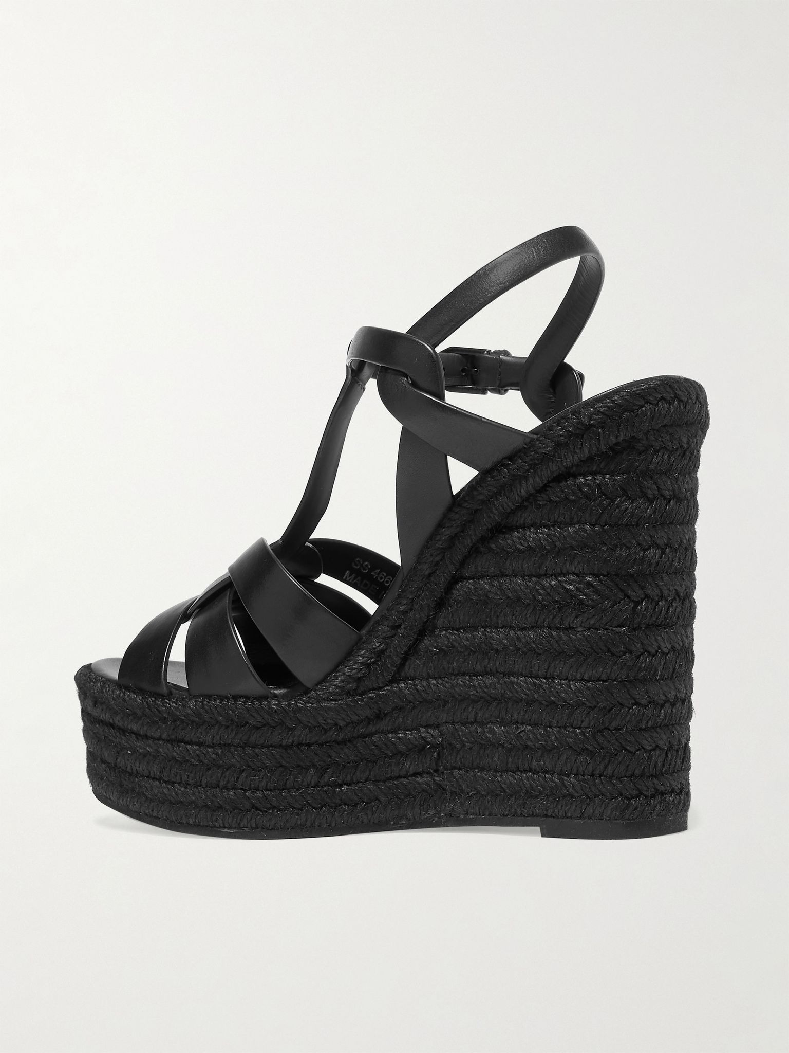 Tribute woven leather espadrille wedge sandals Black - 3