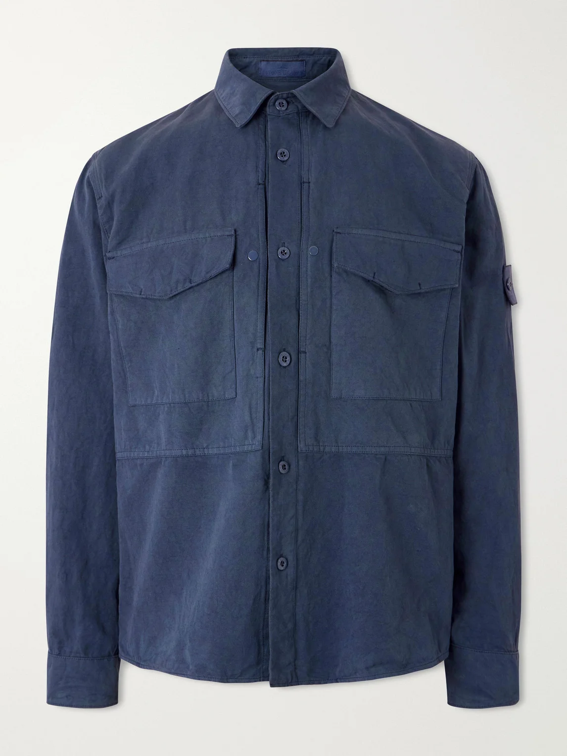 STONE ISLAND GHOST Garment-Dyed Cotton and Linen-Canvas Overshirt - 1