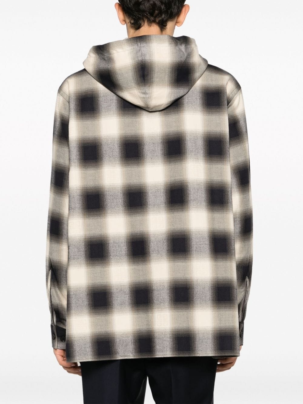 hooded checked shirt - 4
