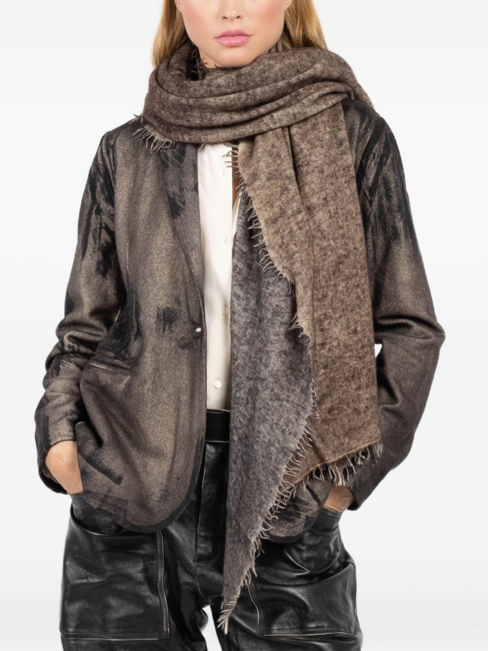 mottled fringed scarf - 4