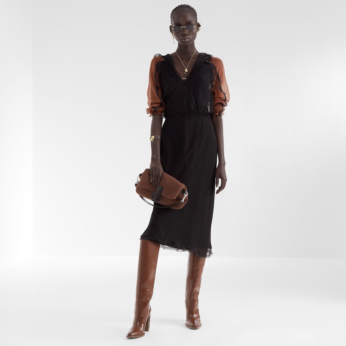 Black chiffon dress - 4