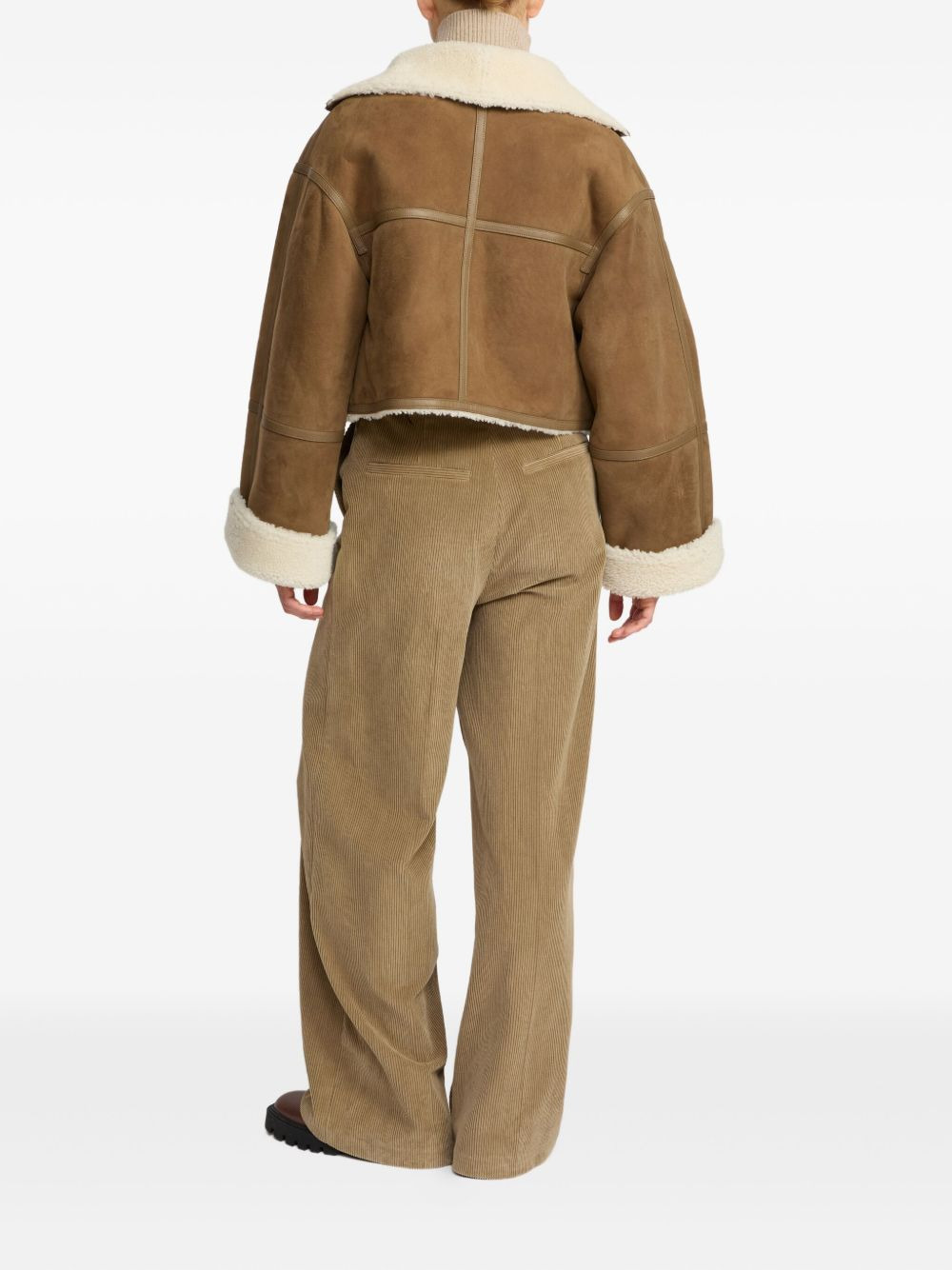 shearling-trimmed suede jacket - 3