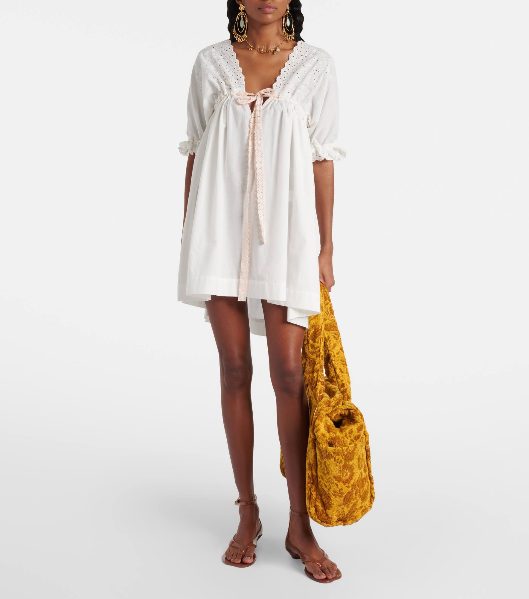 Broderie anglaise cotton-blend minidress - 2