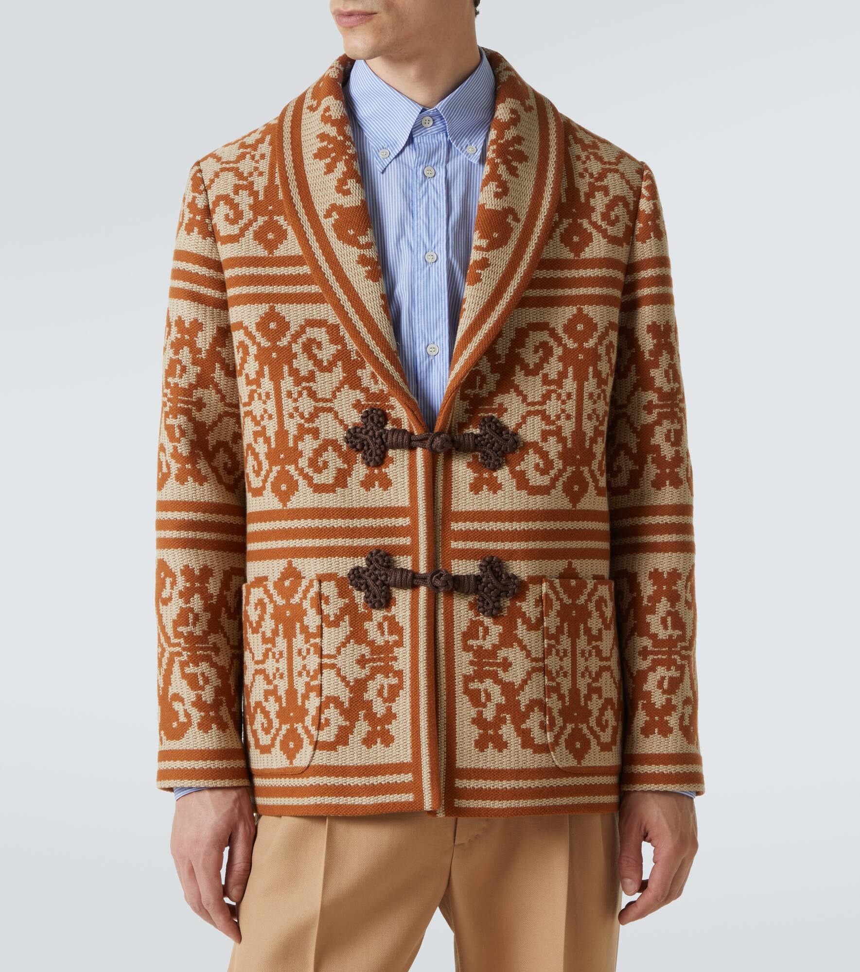 Cotton and linen jacquard cardigan - 3