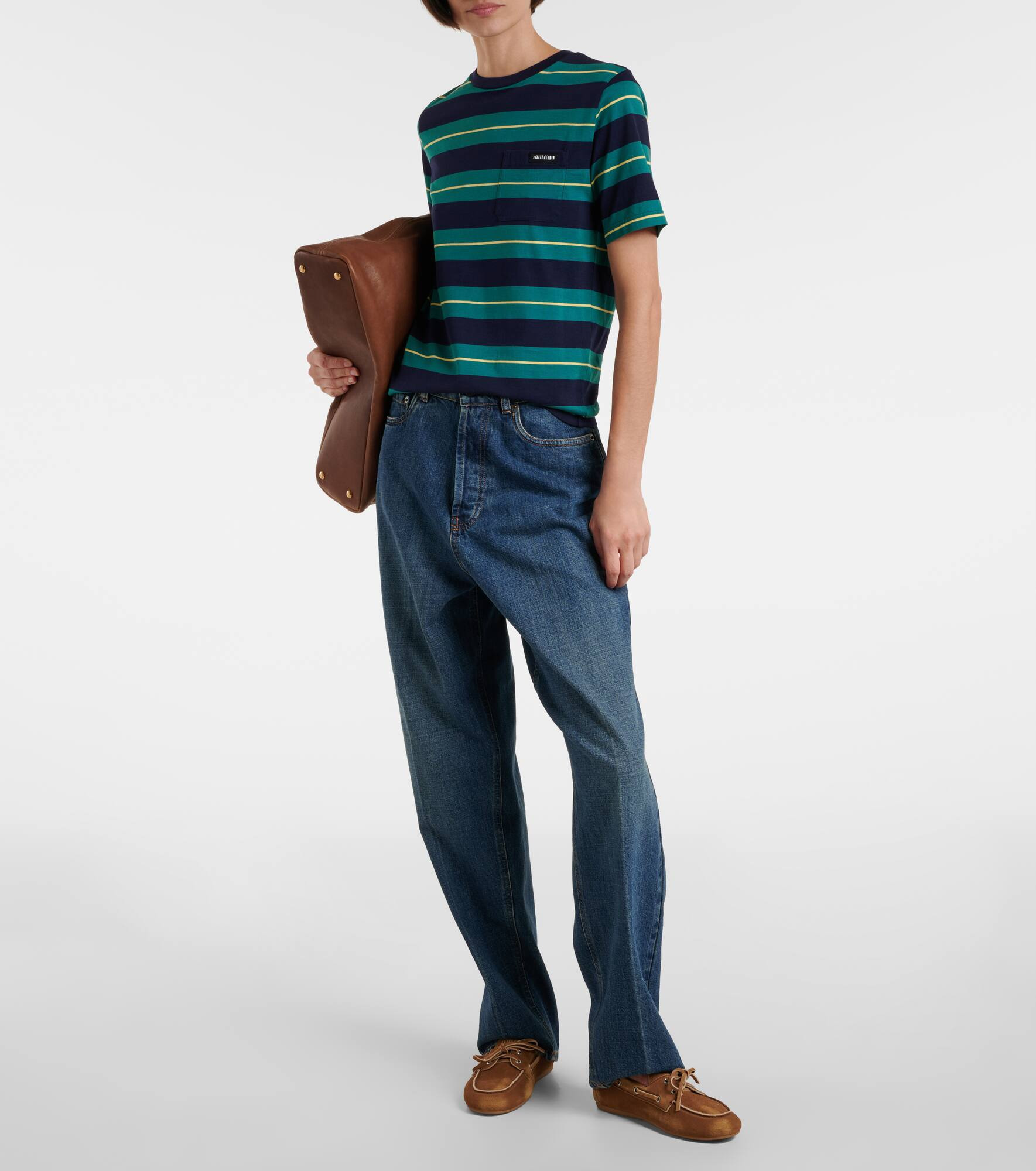 Logo striped cotton jersey T-shirt - 2
