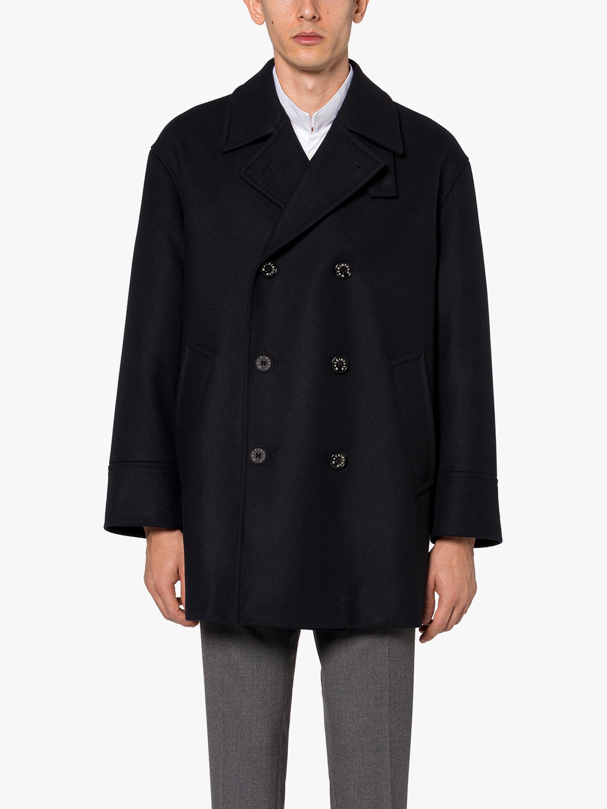 HUMBIE NAVY WOOL PEA COAT - 3