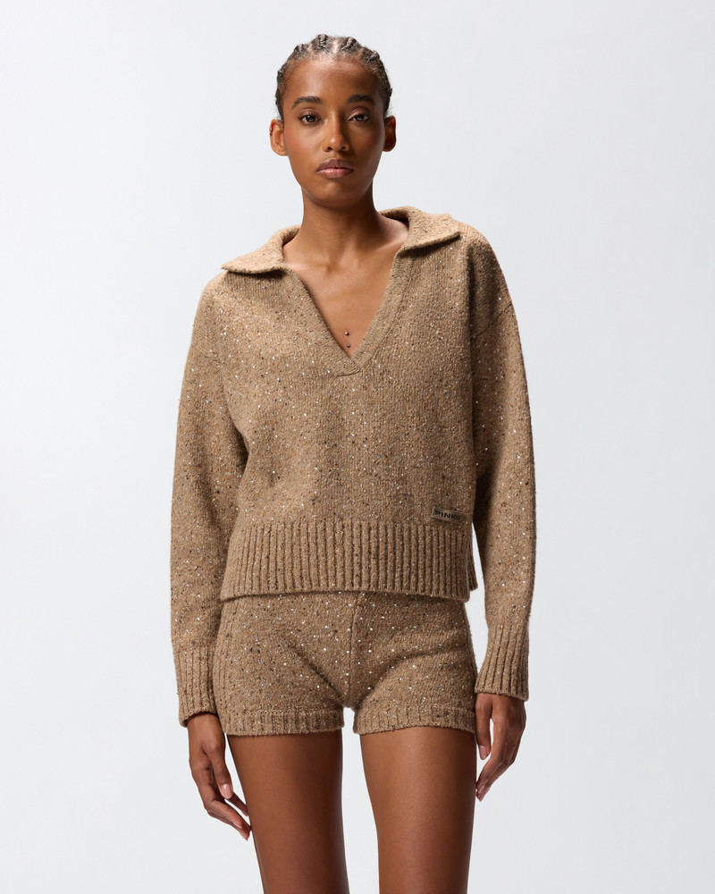 PINKO V-NECK SWEATER WITH RHINESTONES outlook