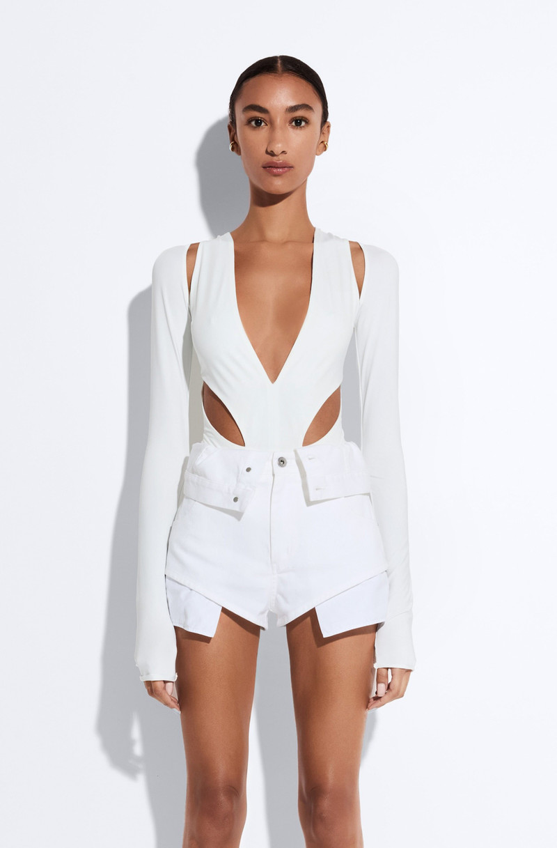 LAPOINTE Compact Jersey Cut Out V Neck Bodysuit outlook