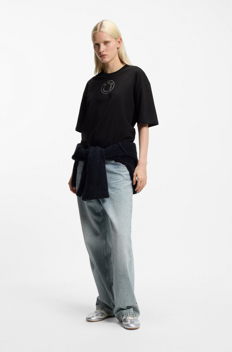 HUGO COTTON-JERSEY T-SHIRT WITH RHINESTONE HAPPY HUGO outlook