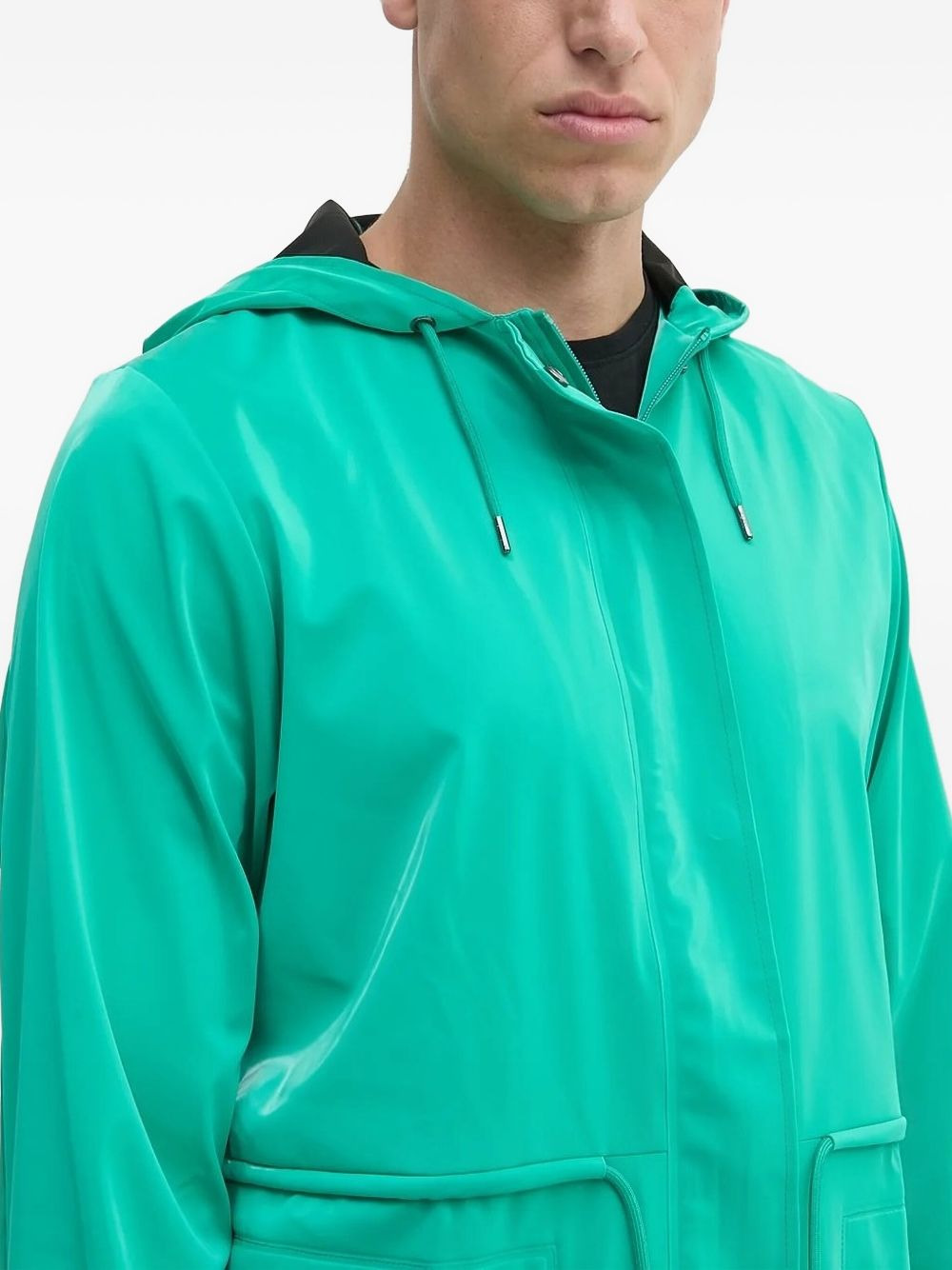 hooded drawstrings raincoat - 5