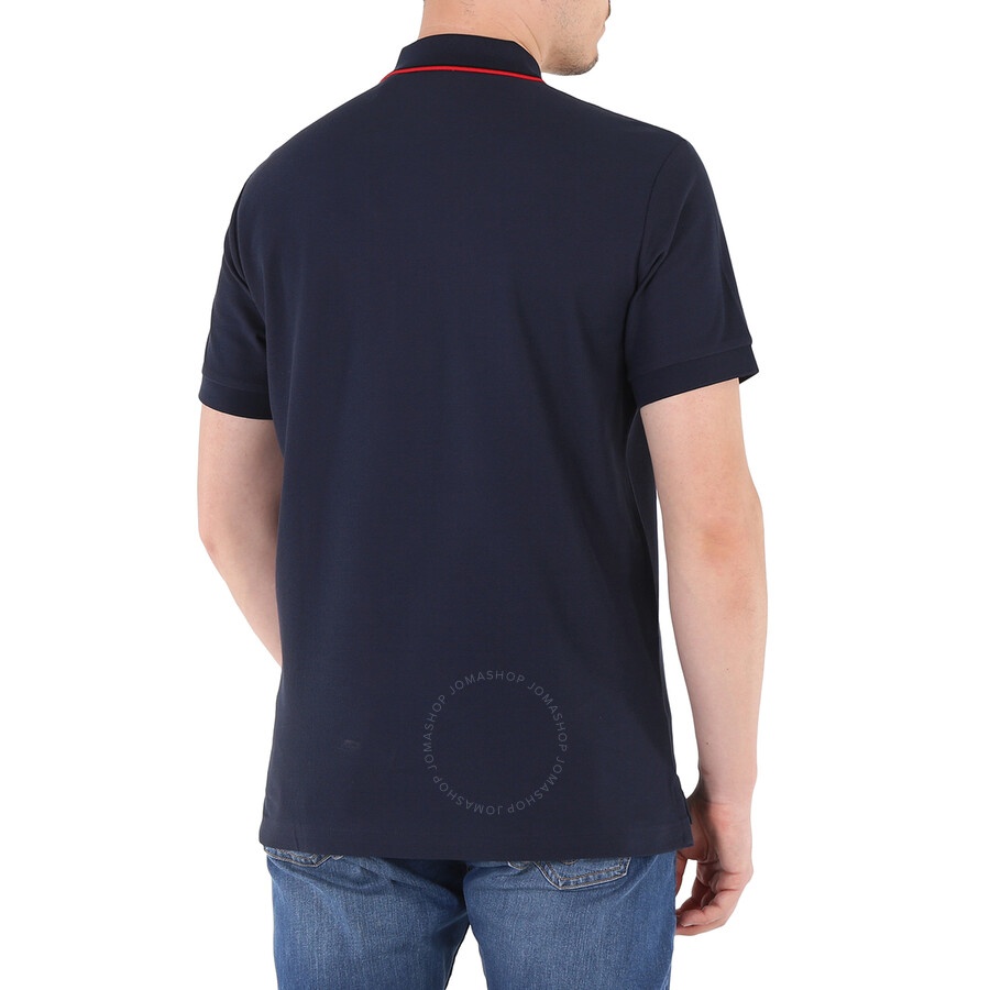 Burberry Men's Navy Short Sleeved Placket Pique Polo Shirt - 4