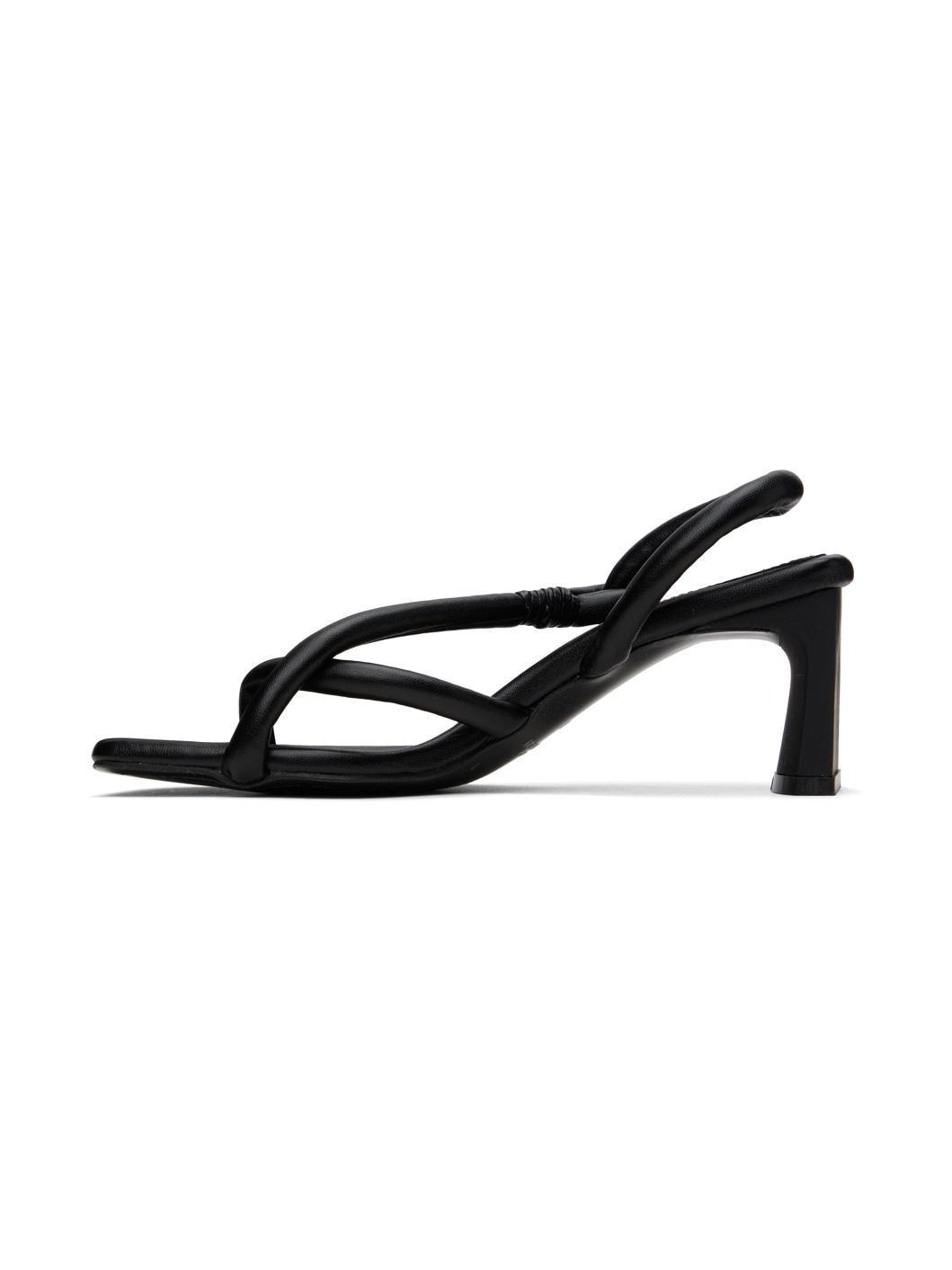 Black Mismatched Heeled Sandals - 3