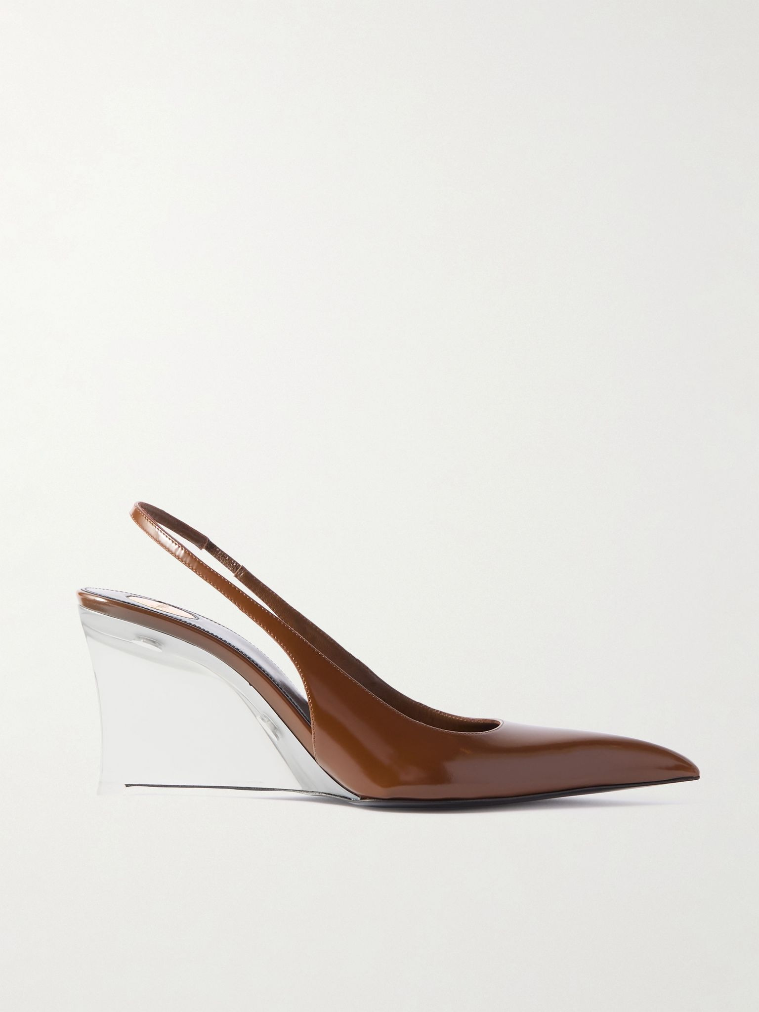 Miller patent-leather slingback wedge pumps Brown - 1