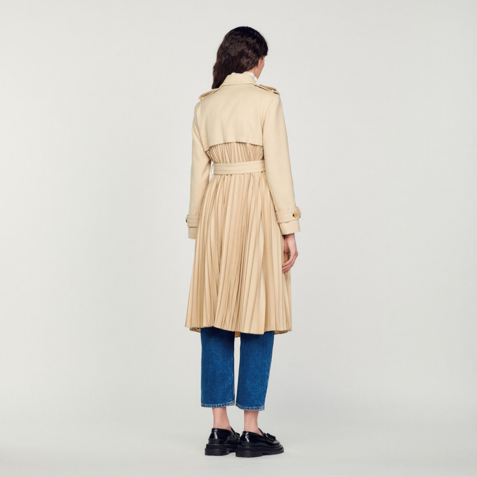 PLEATED TRENCH COAT WITH BELT - 6