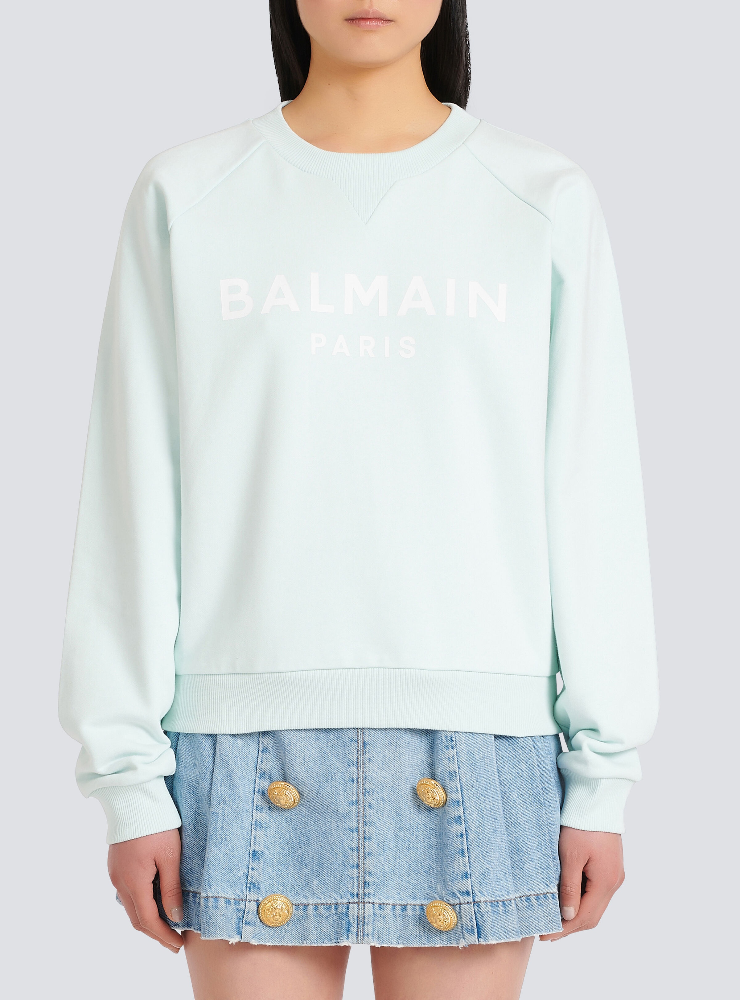 Eco-designed cotton sweatshirt with Balmain logo print - 7