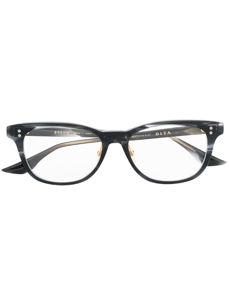 ink swirl effect square frame glasses 1
