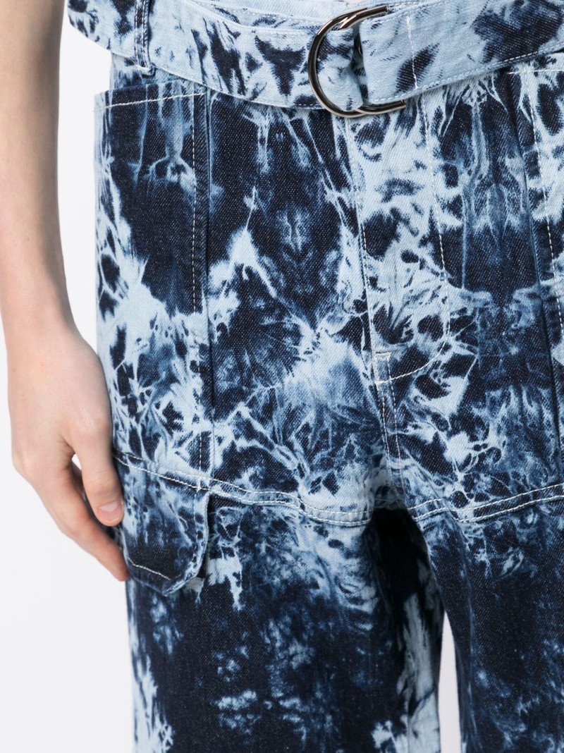 belted-waist tie-dye print jeans 5