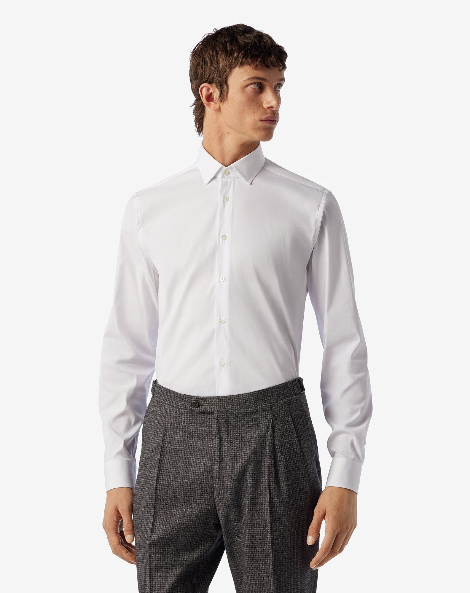 White cotton stretch poplin shirt - 2