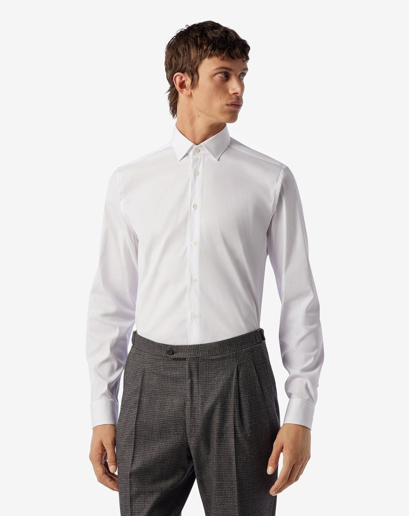 CORNELIANI White cotton stretch poplin shirt outlook
