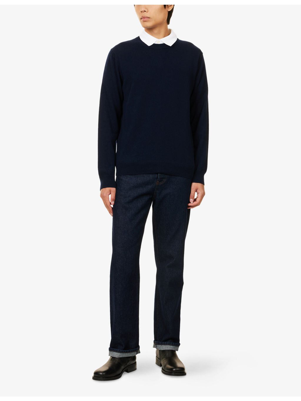 Crewneck Long-Sleeve Cashmere Knitted Jumper - 2