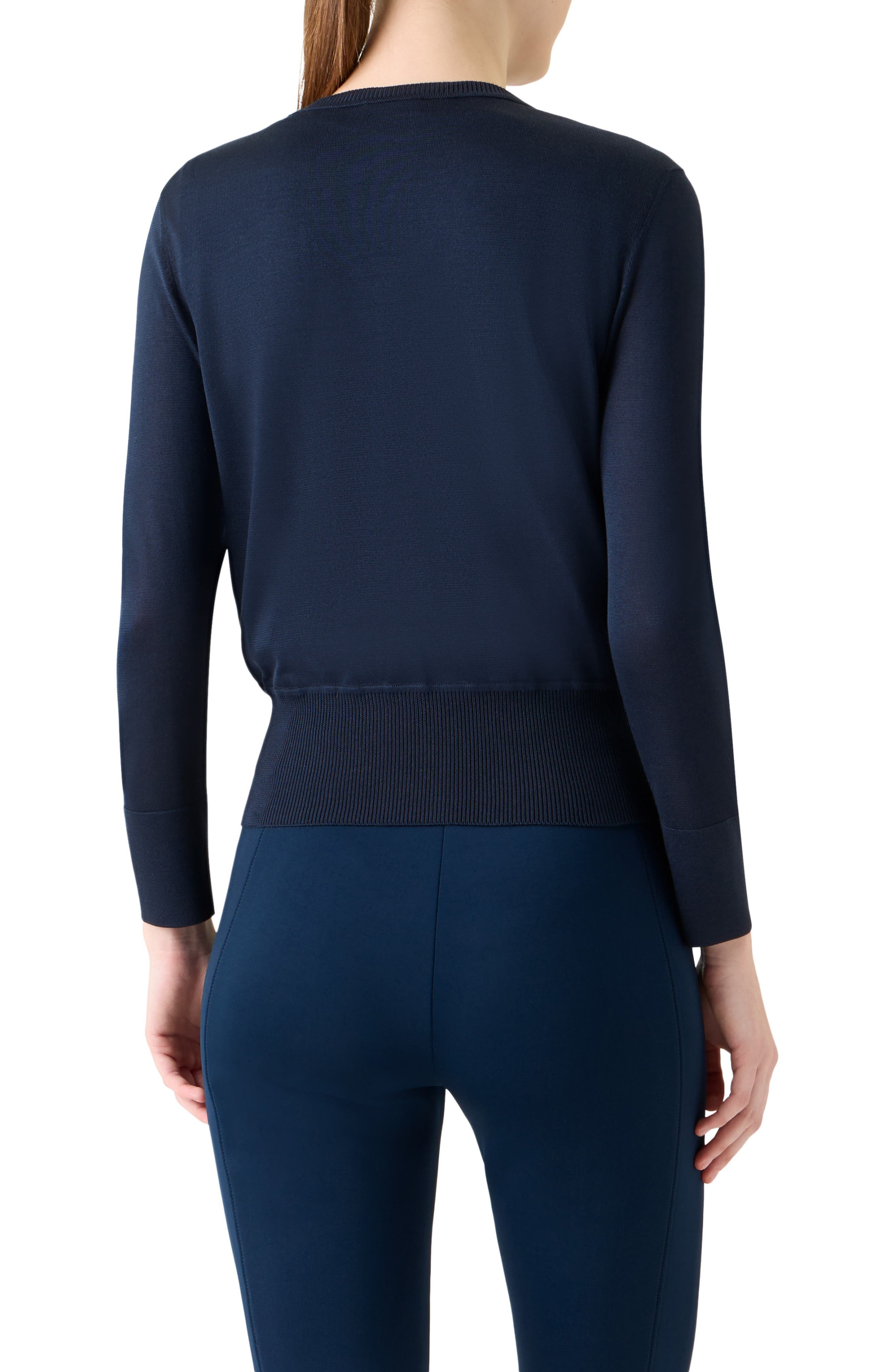 Akris Wildflower Print Silk Cardigan in Navy-Ecru at Nordstrom - 2