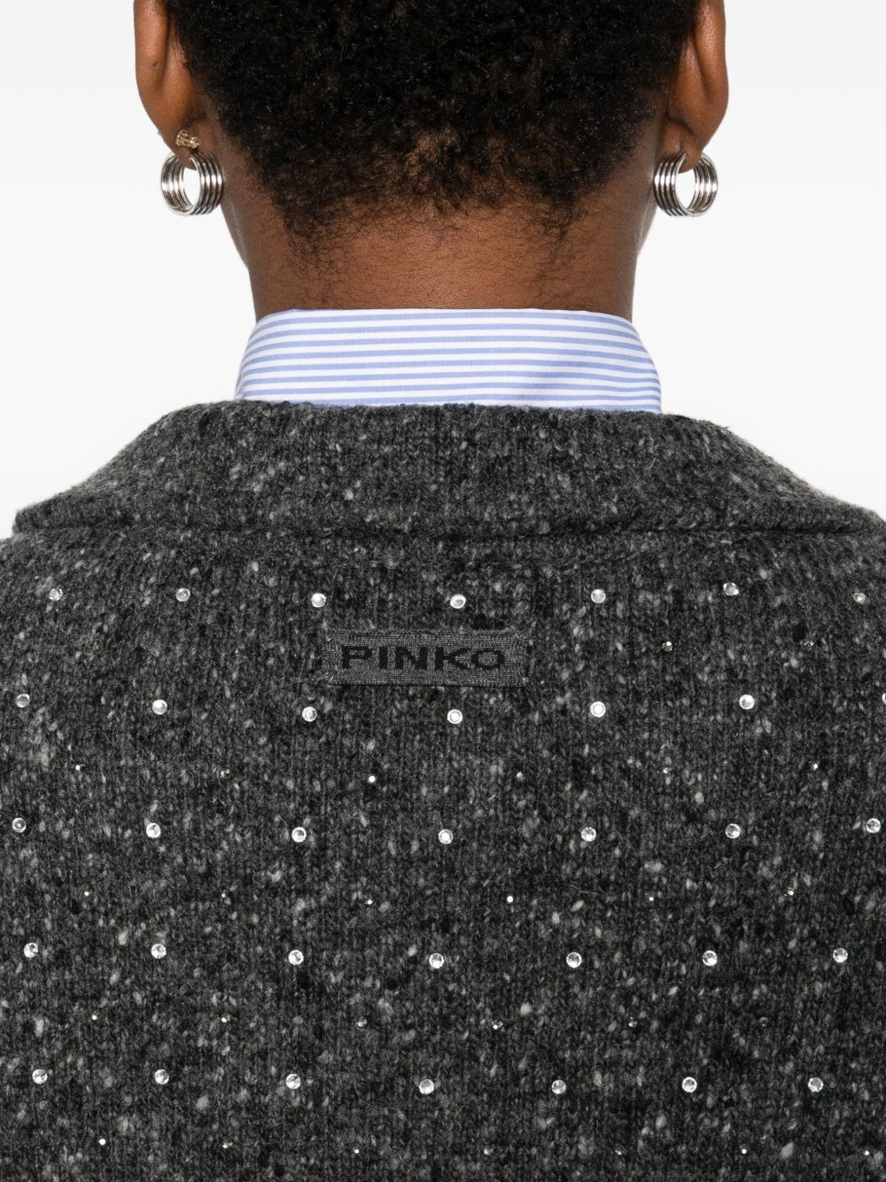 rhinetone-embellished collared sweater - 5