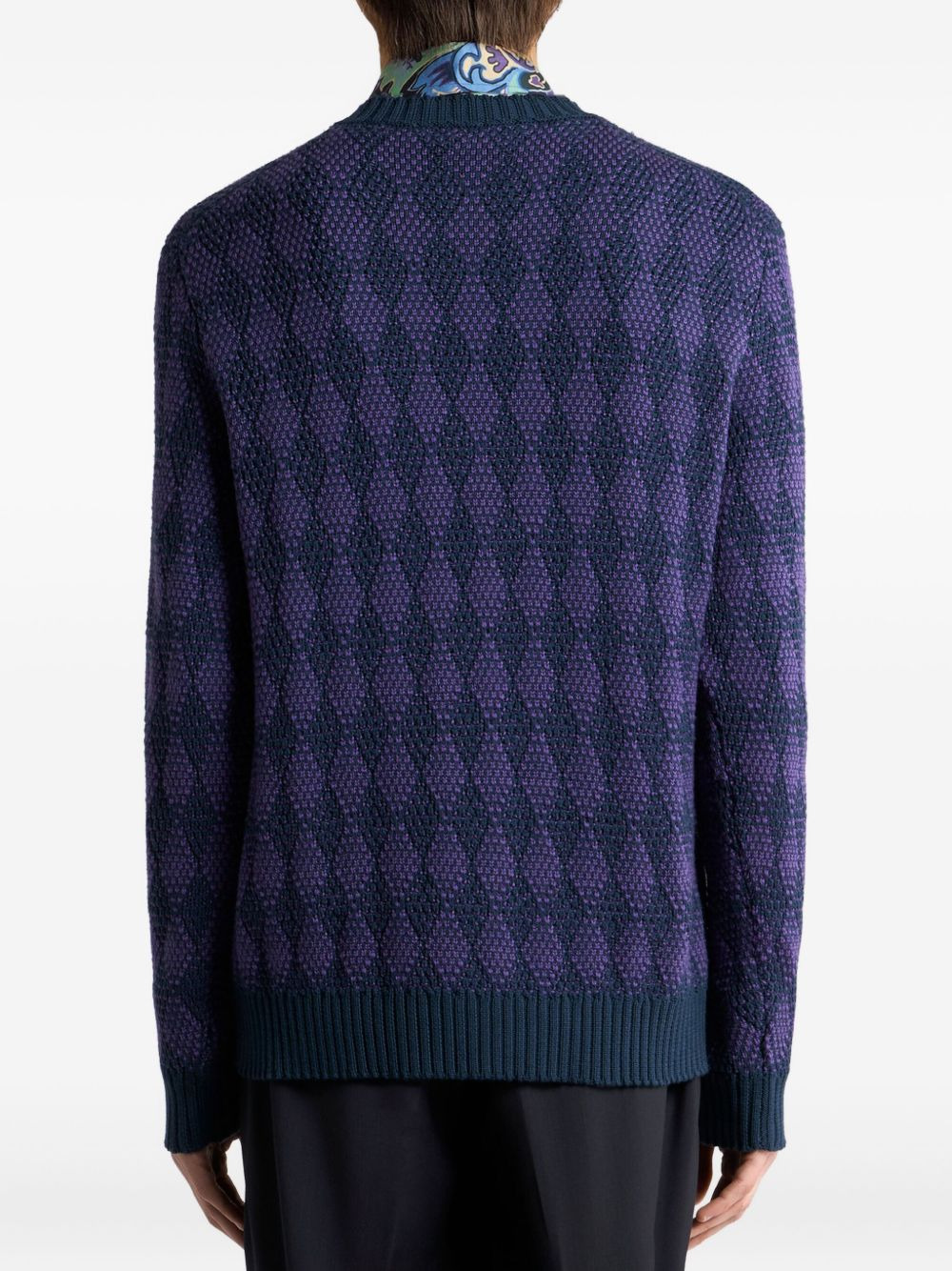 jacquard diamond-pattern sweater - 4
