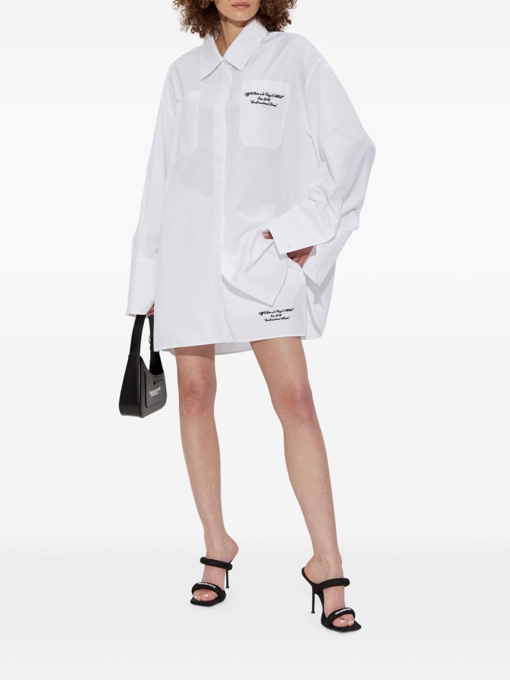embroidered logo shirt dress - 2