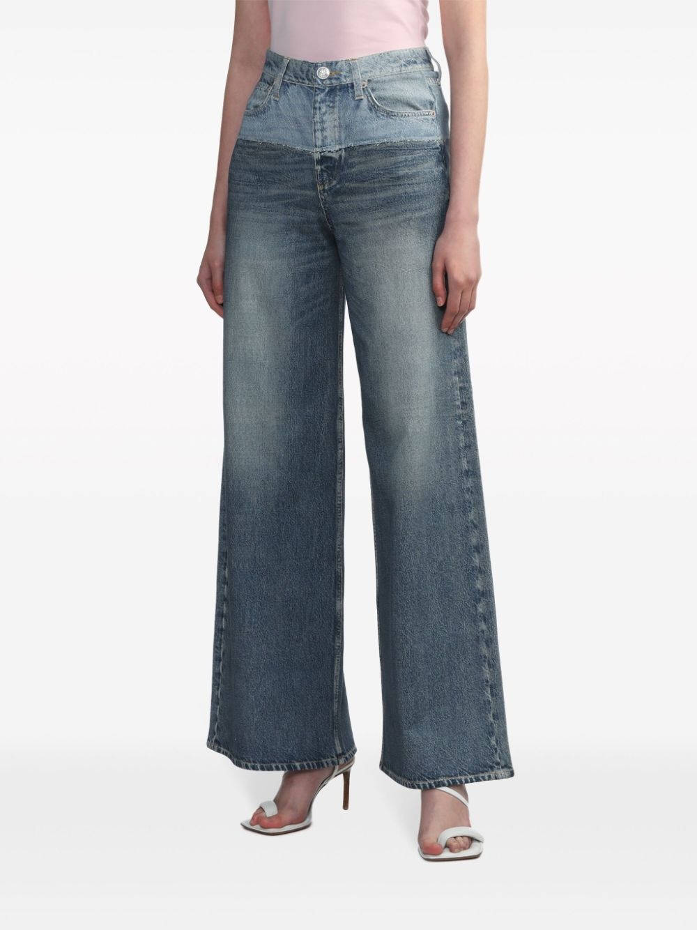 panelled two-tone wide-leg jeans - 3