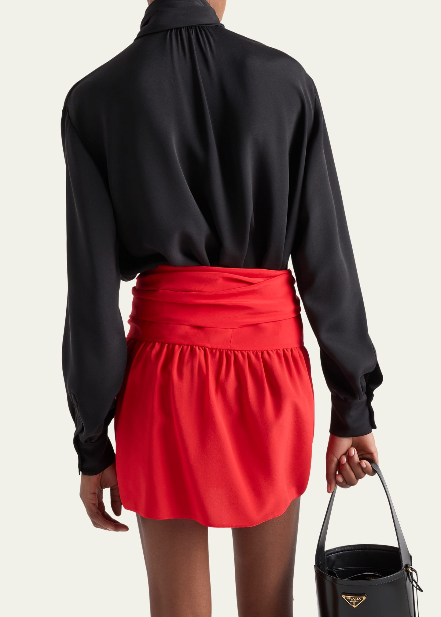 Marocaine Offset Button Silk Top with Scarf - 3