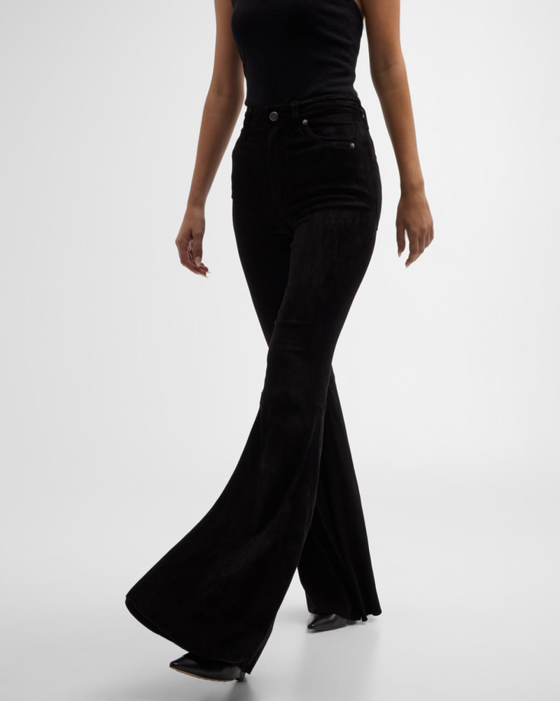 Super High-Rise Bell Flared Suede Pants 7