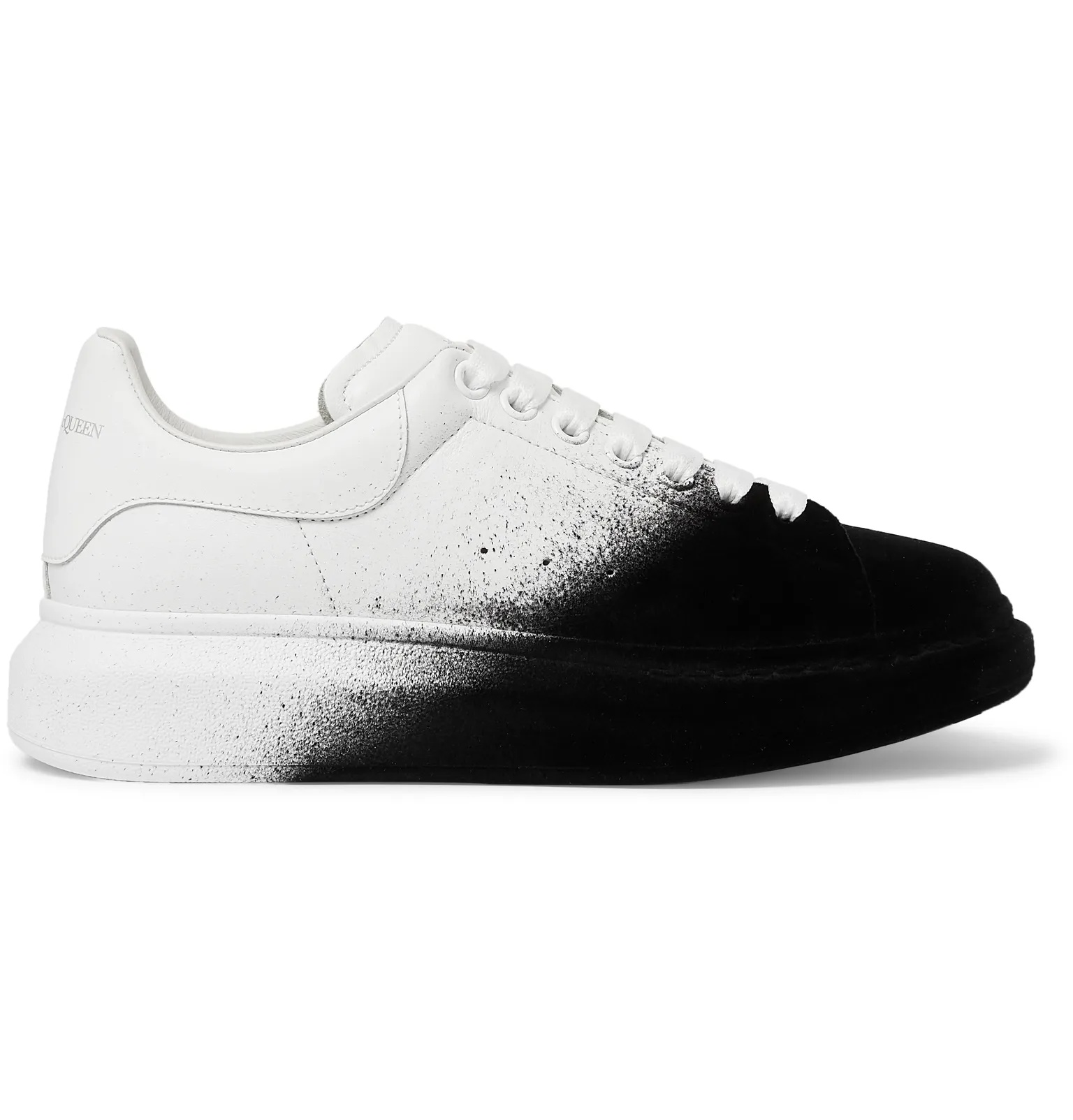 Exaggerated-Sole Leather and Velvet Sneakers - 1