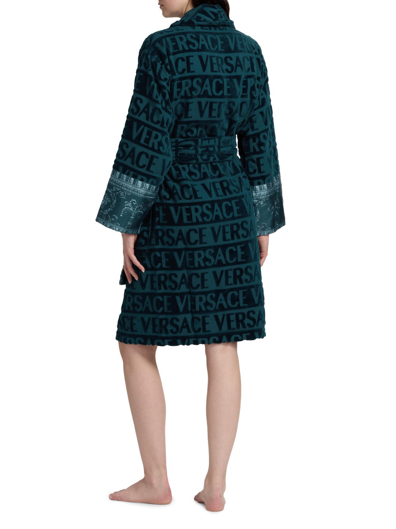 Women's Baroque Terry Cotton Bathrobe - Petrol Blue 5