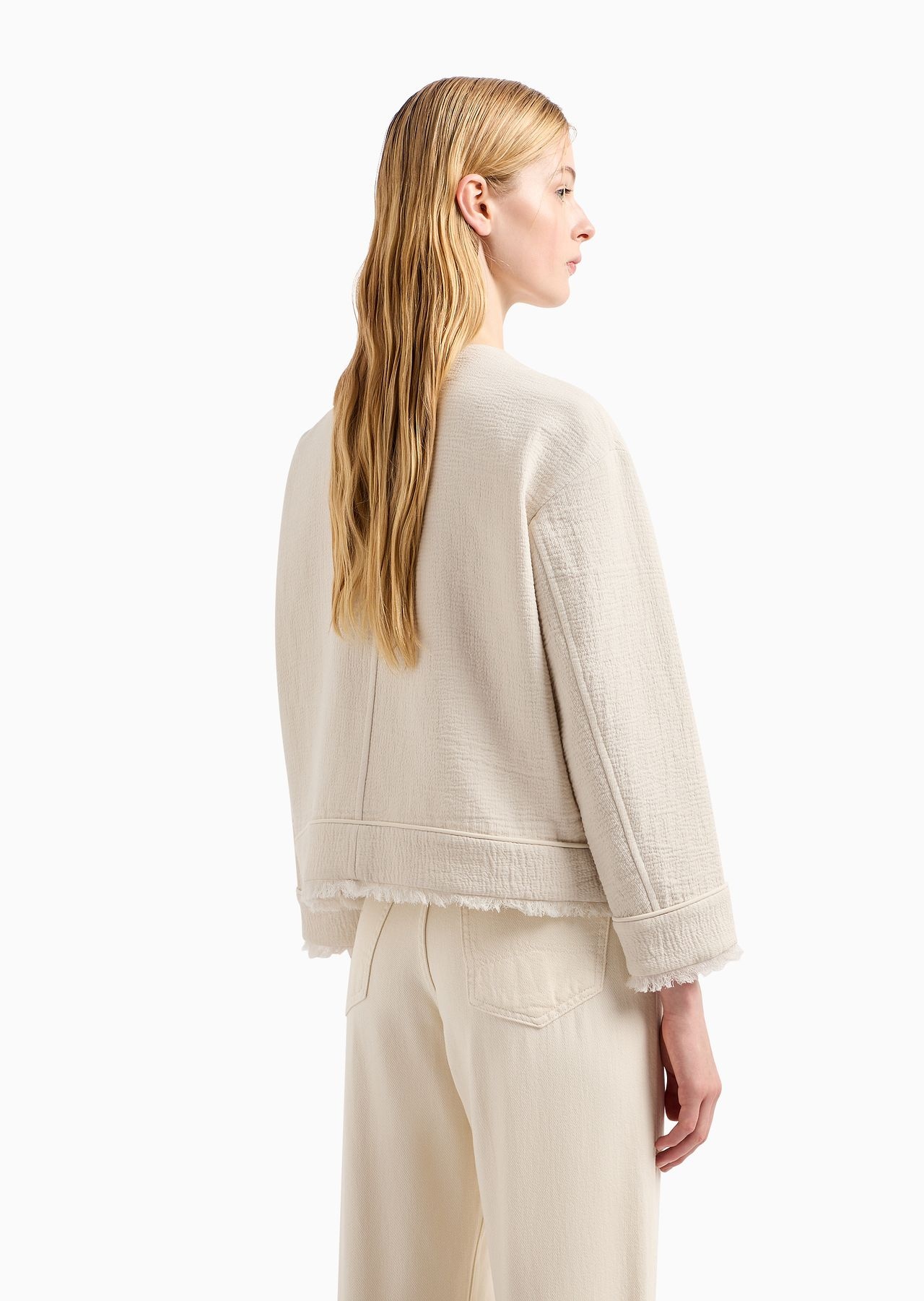 Cotton double-faced crêpe zip-up jacket - 3
