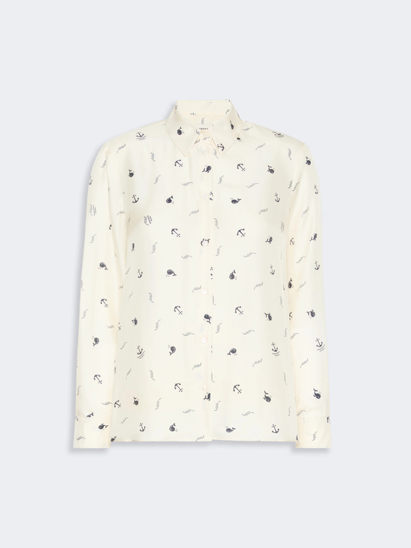 PAVIDO Printed silk shirt - IVORY 1