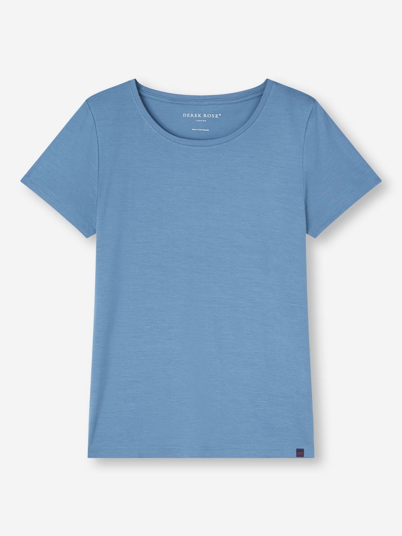 Women's V-Neck Sleep T-Shirt Lara Micro Modal Stretch Soft Aqua