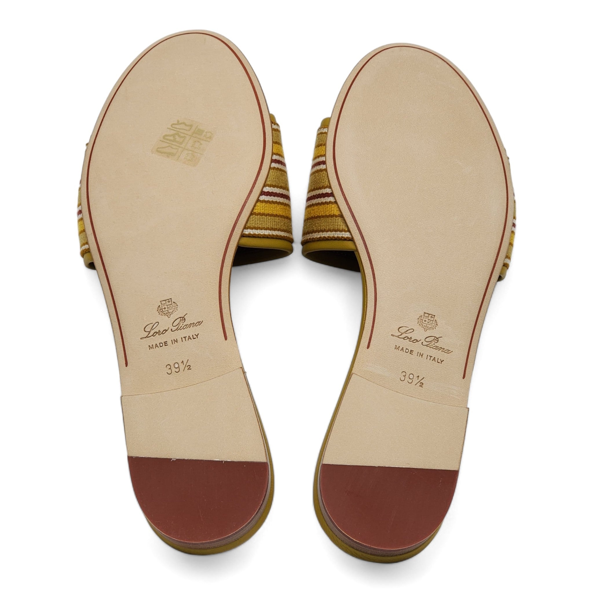 Loro Piana The Suitcase Stripe Flat Sandals in Yellow - 12