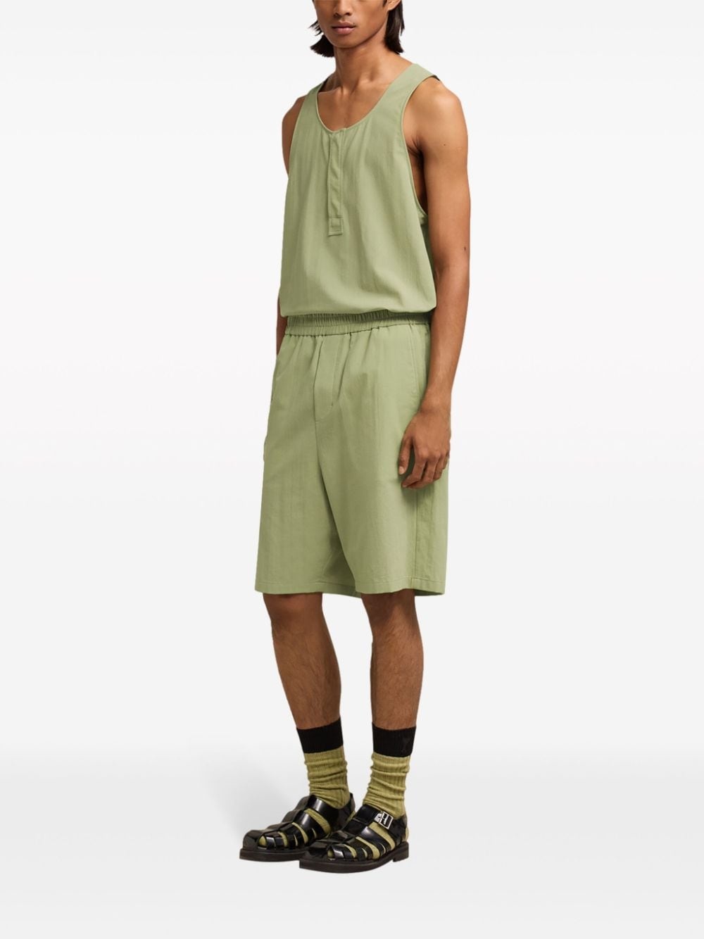 logo-plaque cotton shorts - 3